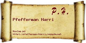 Pfefferman Harri névjegykártya